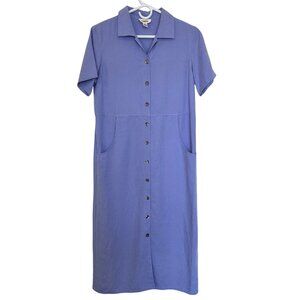 Talbots Vintage Button Up Lavender Shirt Dress Size 6 Petite 90s Cottagecore